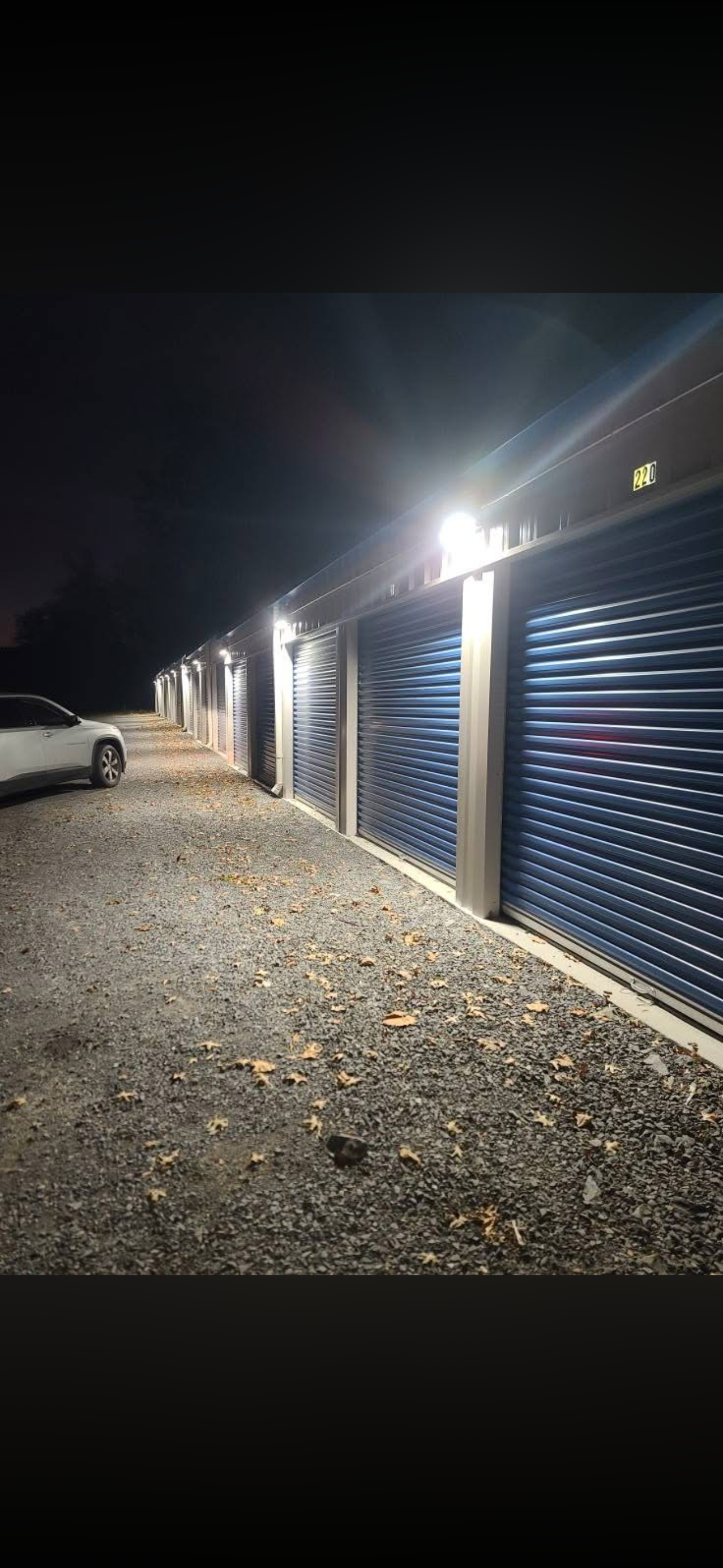 Exterior LED lighting for storage facility